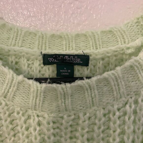 Wild Fable Women's Crewneck Raglan Pullover Sweater bright green medium large - Picture 4 of 10